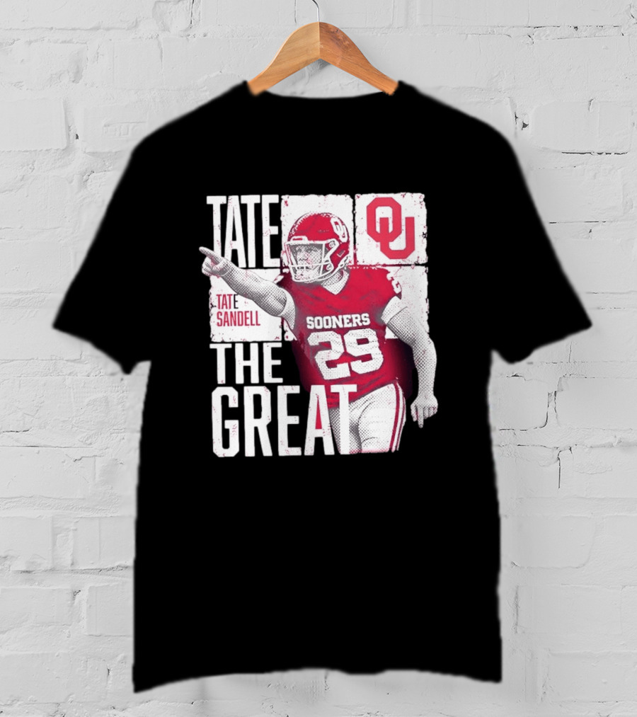 Tate Sandell No 29 Oklahoma Sooners Football Tate The Great T-Shirt