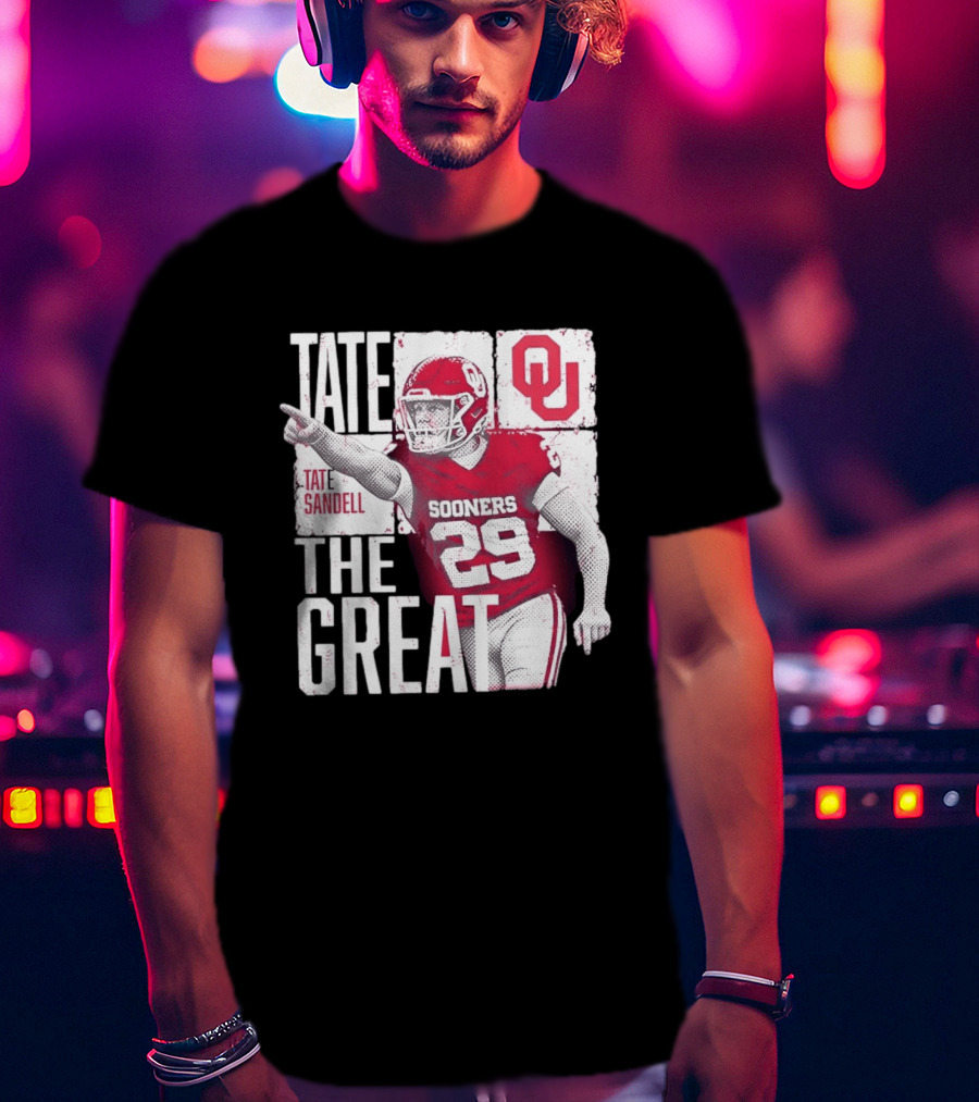 Tate Sandell No 29 Oklahoma Sooners Football Tate The Great T-Shirt