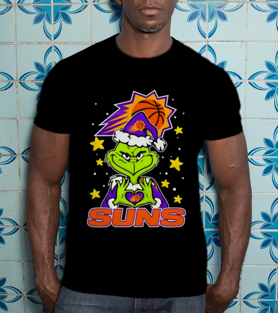 Phoenix Suns Christmas Grinch Holding Heart T-Shirt