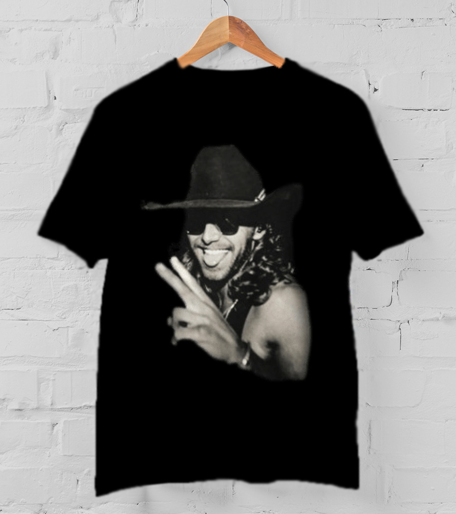 Warren Zeiders Cowboy Hat Black Sunglasses Peace Sign T-Shirt