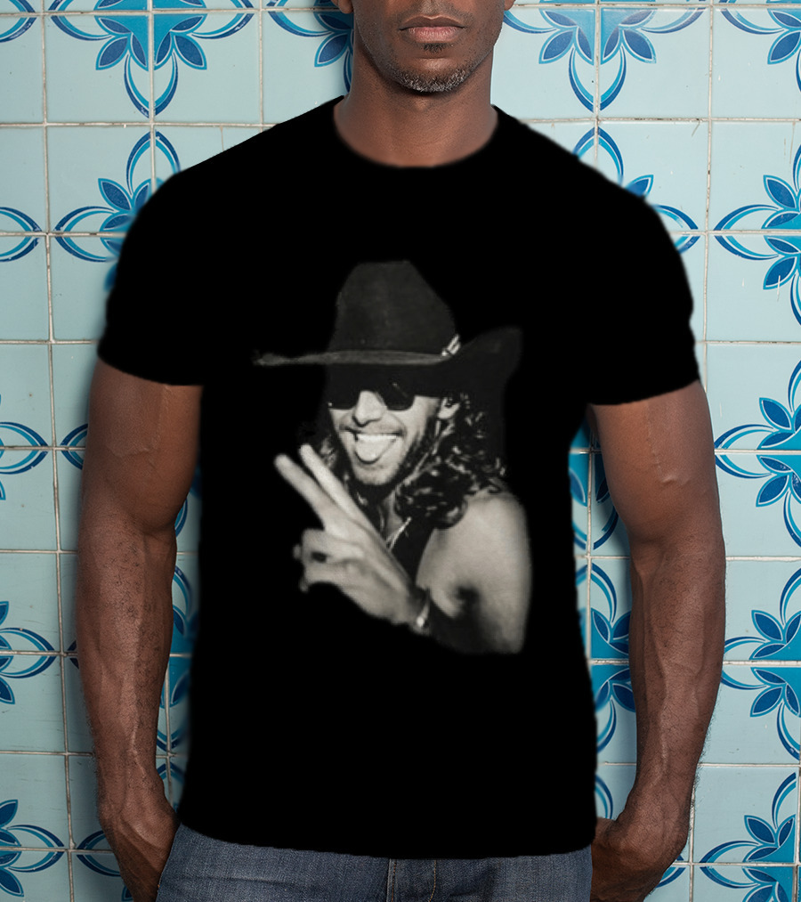 Warren Zeiders Cowboy Hat Black Sunglasses Peace Sign T-Shirt