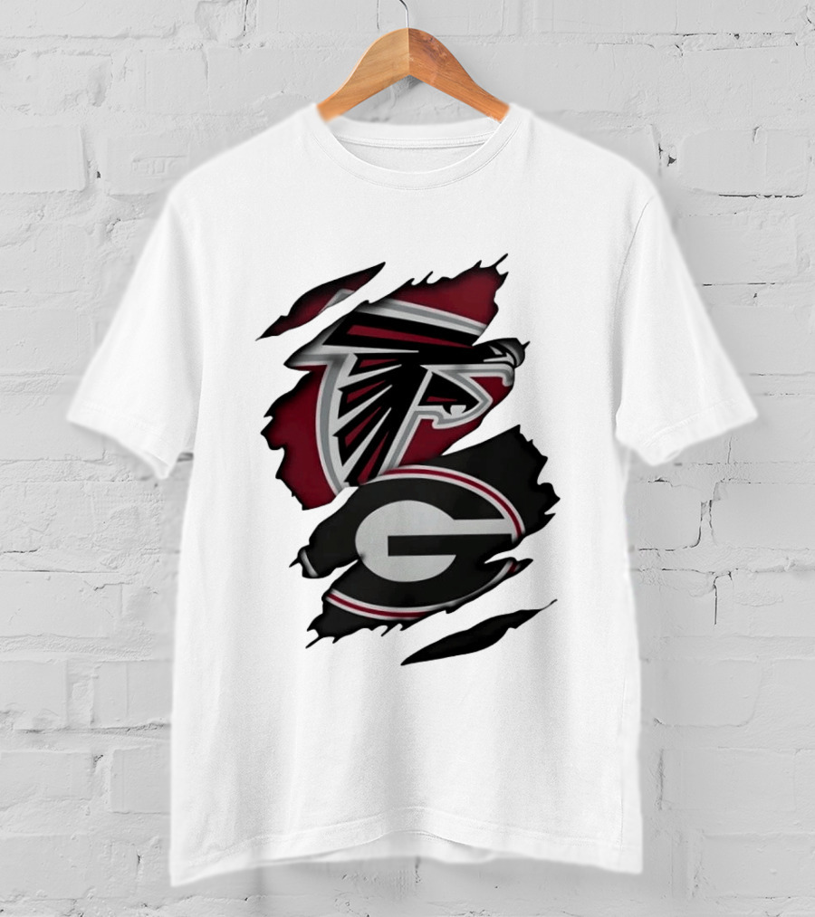 Atlanta Falcons Georgia Bulldogs Torn Skin Fan Gear T-Shirt