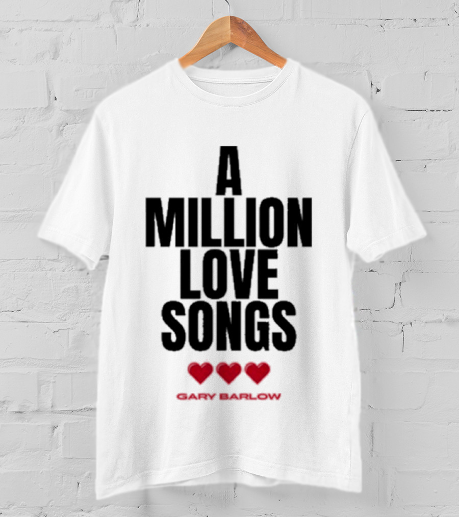 Gary Barlow A Million Love Songs Three Red Hearts T-Shirt