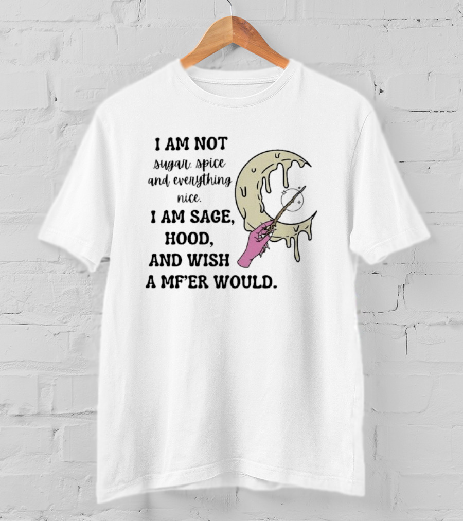 I Am Not Sugar Spice Nice I Am Sage Hood Wish A MF'er Would Crescent Wand T-Shirt