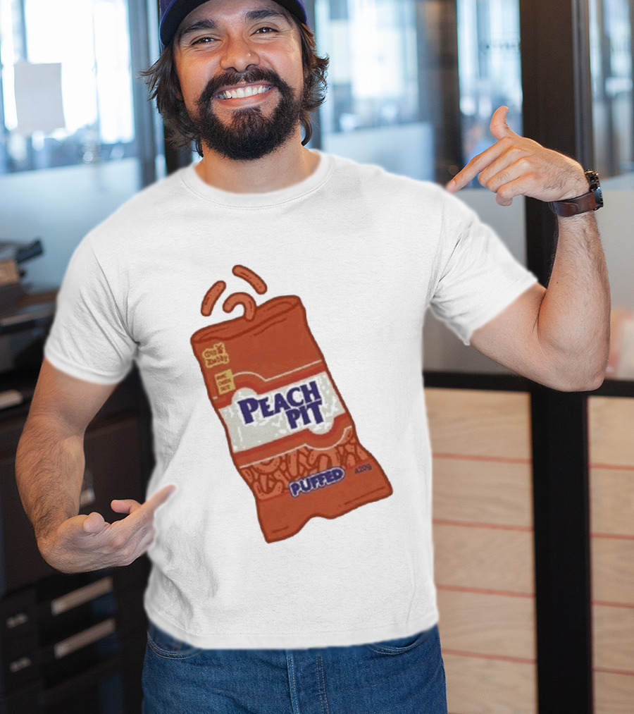 Peach Pit Puffed Snack Bag Cheesie Guys Party Pack 420g T-Shirt