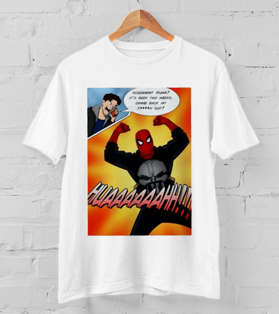 Spider Man And The Punisher Comic Goddammit Frank Huaaahhh Speech Bubble Scene T-Shirt