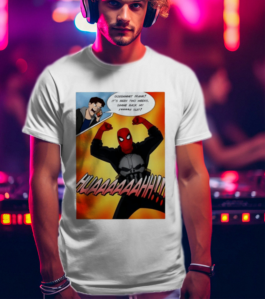 Spider Man And The Punisher Comic Goddammit Frank Huaaahhh Speech Bubble Scene T-Shirt