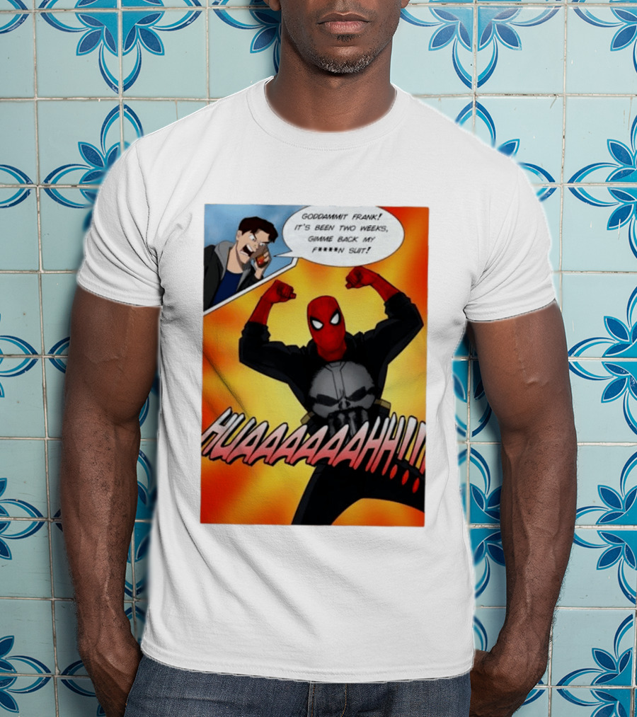 Spider Man And The Punisher Comic Goddammit Frank Huaaahhh Speech Bubble Scene T-Shirt