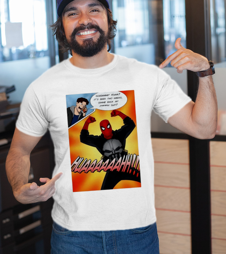 Spider Man And The Punisher Comic Goddammit Frank Huaaahhh Speech Bubble Scene T-Shirt