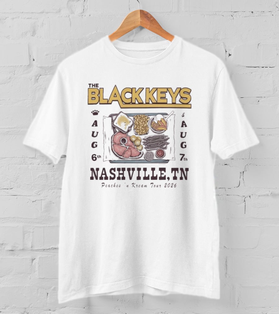 The Black Keys Nashville Aug 6 & 7 Peaches 'n Kream Tour 2026 T-Shirt