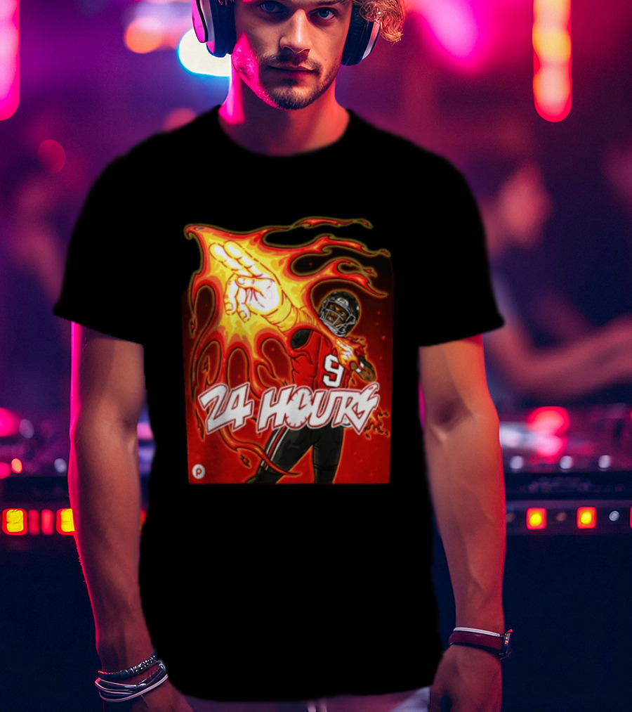 24 Hours Michael Penix Jr Atlanta Falcons NCAA Football 9 Flame T-Shirt