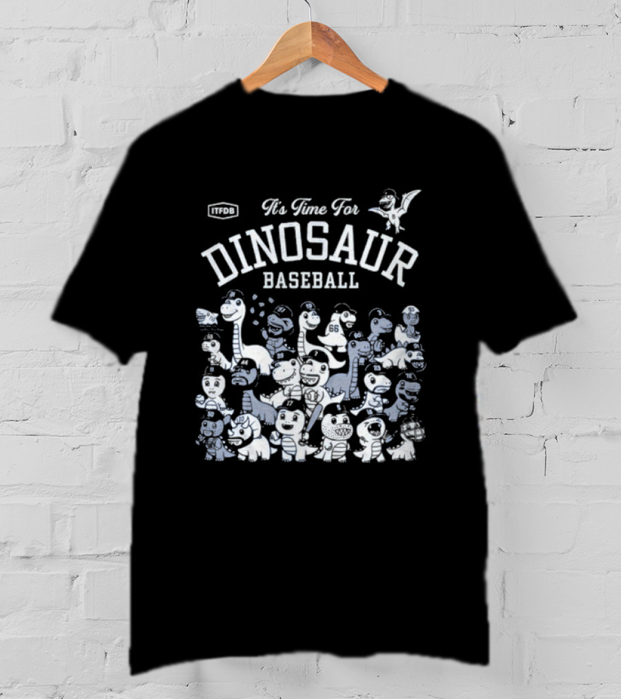 It's Time For Dinosaur Baseball Fun With Cute Cartoon Characters T-Shirt