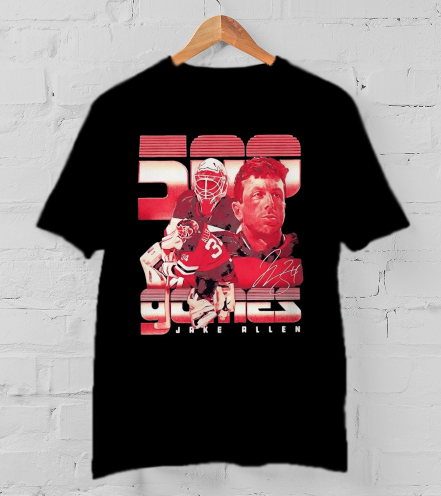 Jake Allen 500 Games New Jersey Devils Hockey 34 T-Shirt