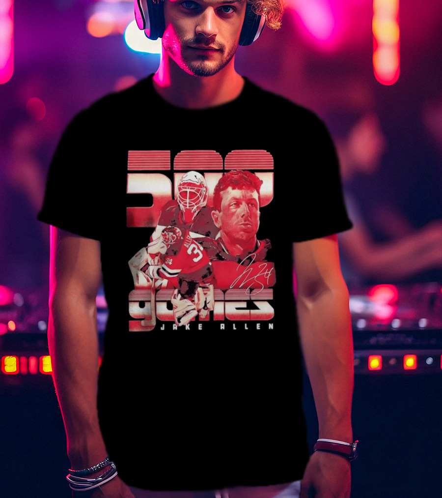 Jake Allen 500 Games New Jersey Devils Hockey 34 T-Shirt