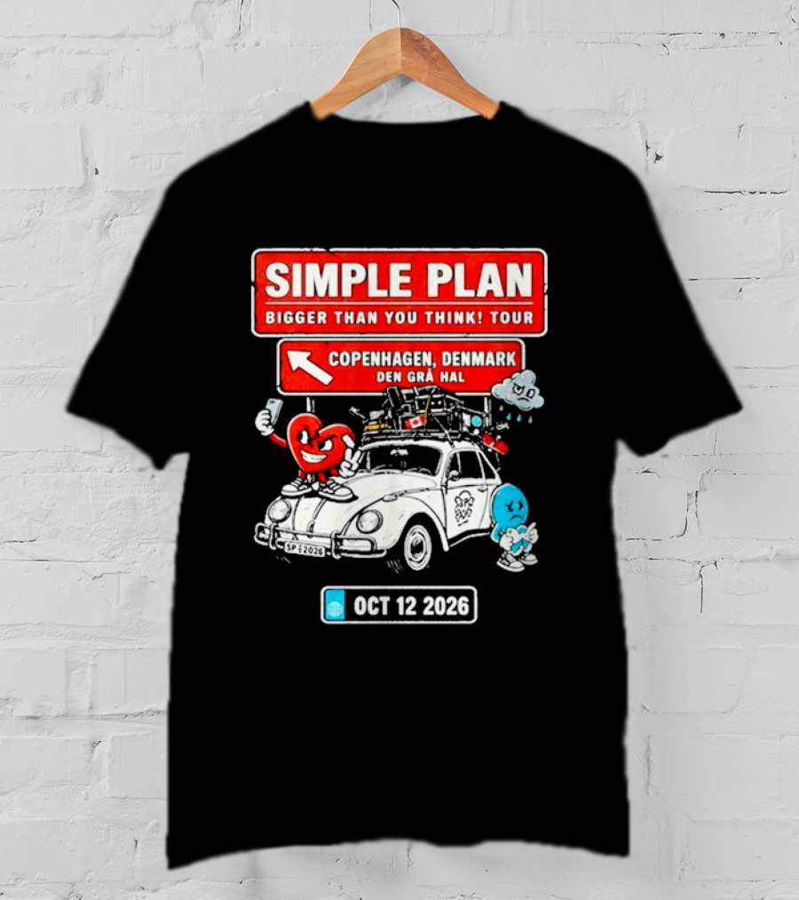 Simple Plan Bigger Than You Think Tour Copenhagen Denmark Oct 12 2026 T-Shirt