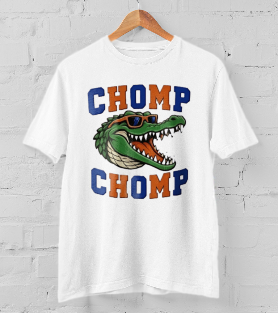 Florida Gators Chomp Chomp Alligator Wearing Sunglasses Cartoon T-Shirt