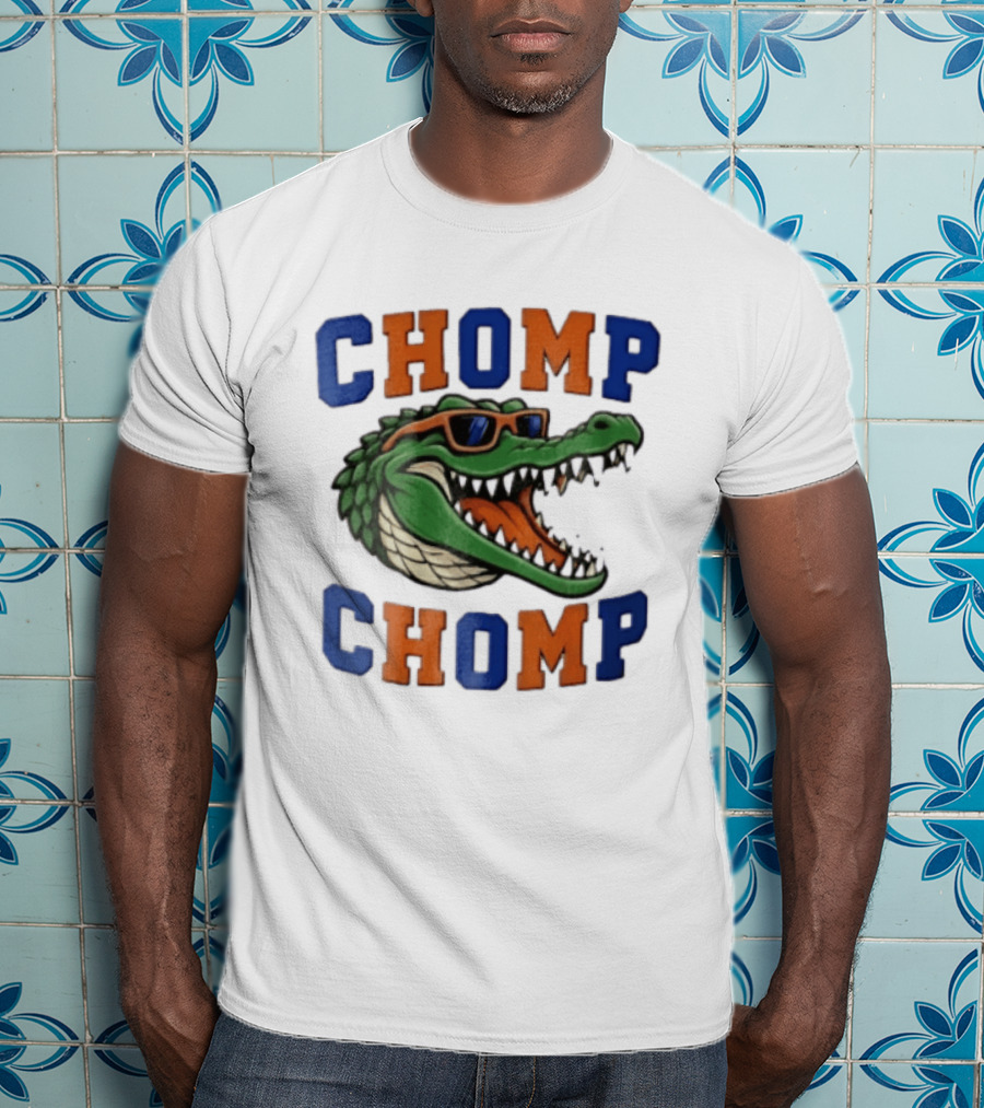 Florida Gators Chomp Chomp Alligator Wearing Sunglasses Cartoon T-Shirt