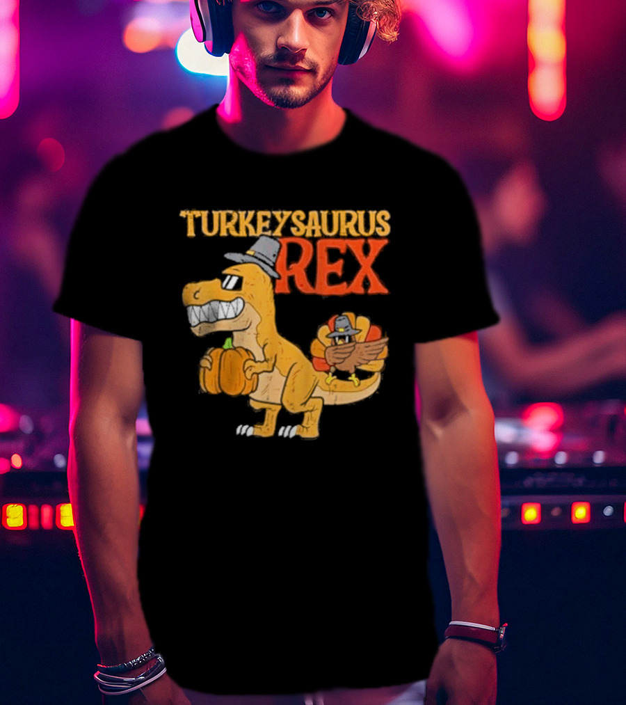 Turkeysaurus Rex Toddler Boys Thanksgiving Dab Turkey Dino 2024 T-Shirt
