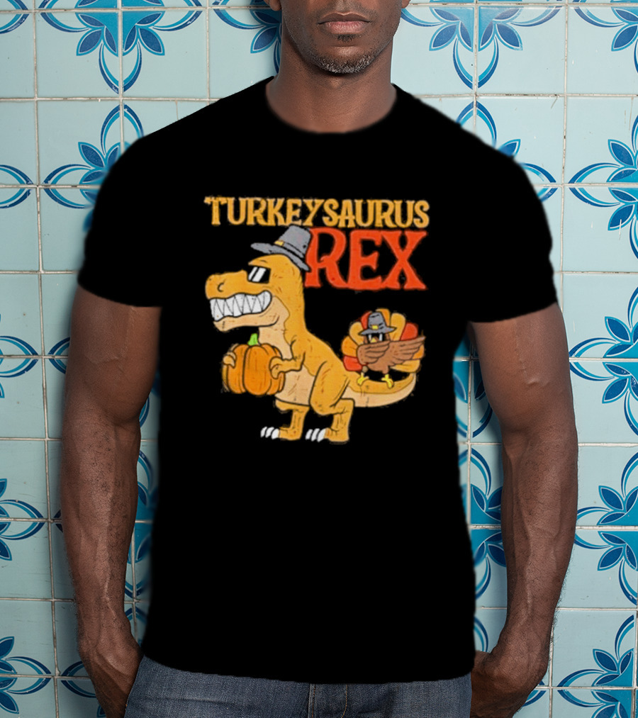 Turkeysaurus Rex Toddler Boys Thanksgiving Dab Turkey Dino 2024 T-Shirt
