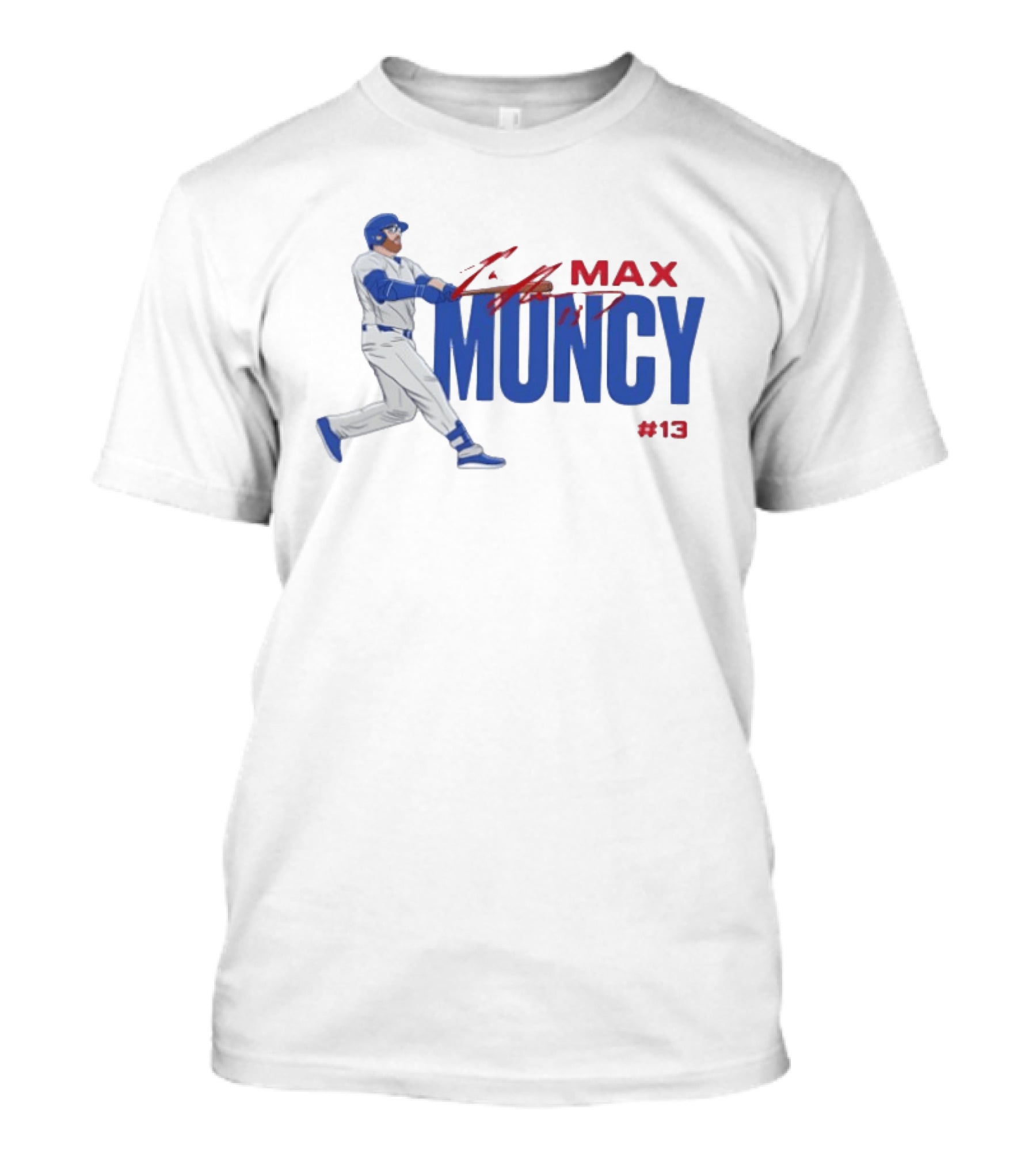 Max Muncy Baseball Player Number 13 Athletic Blue Red T-Shirt