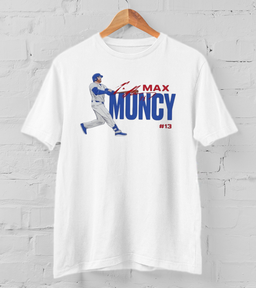 Max Muncy Baseball Player Number 13 Athletic Blue Red T-Shirt