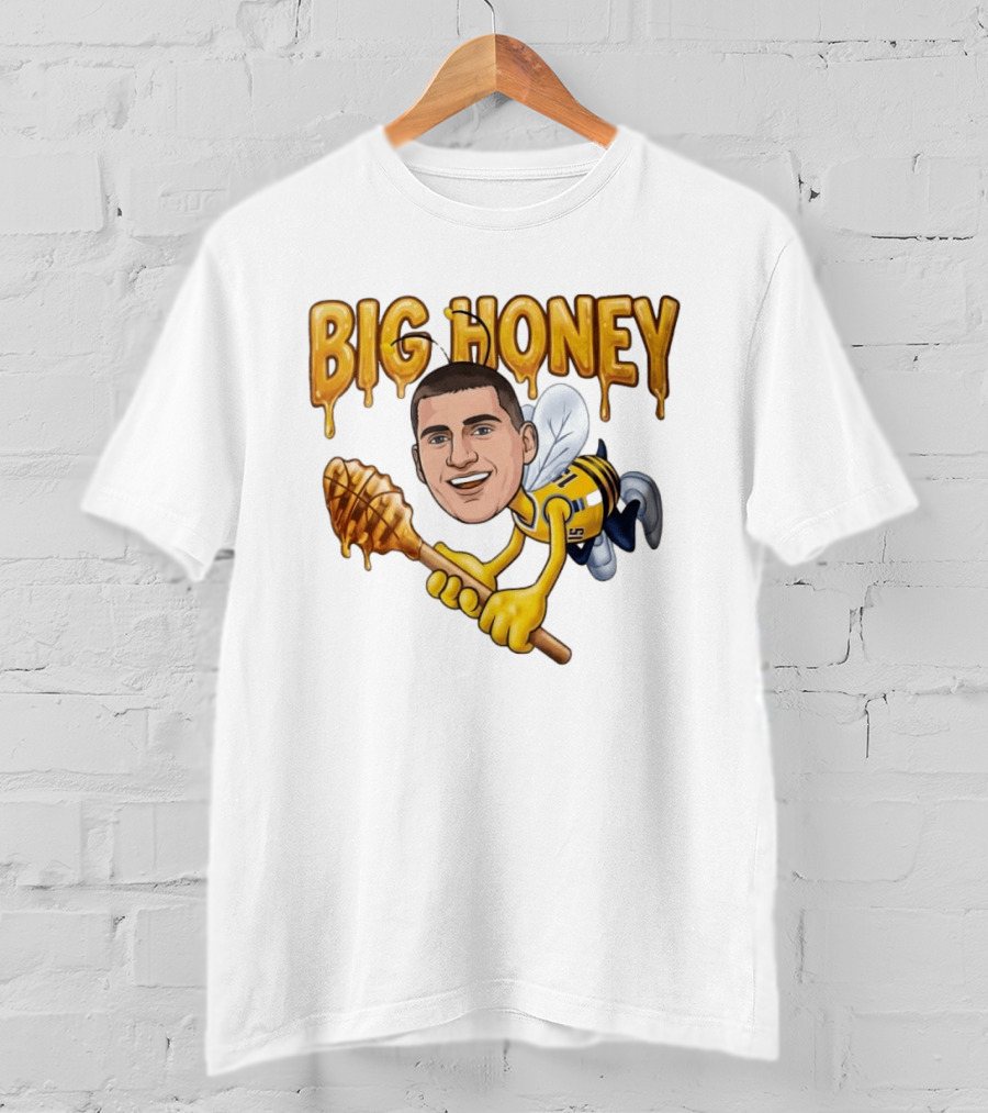 Big Honey 15 Denver Nuggets Nikola Jokic Caricature Drawing Buzzing Basketball Star T-Shirt
