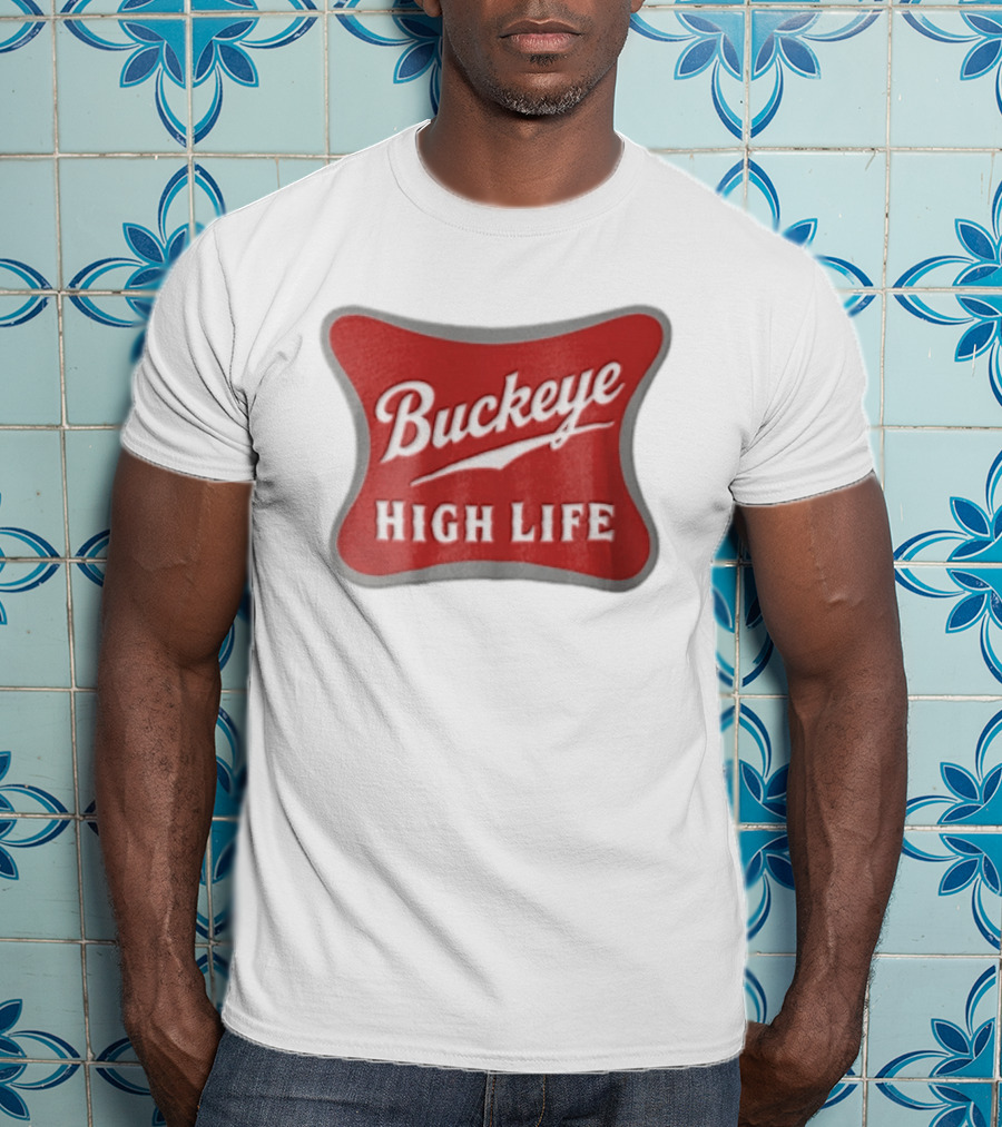 Buckeye High Life Red White Ohio State University T-Shirt