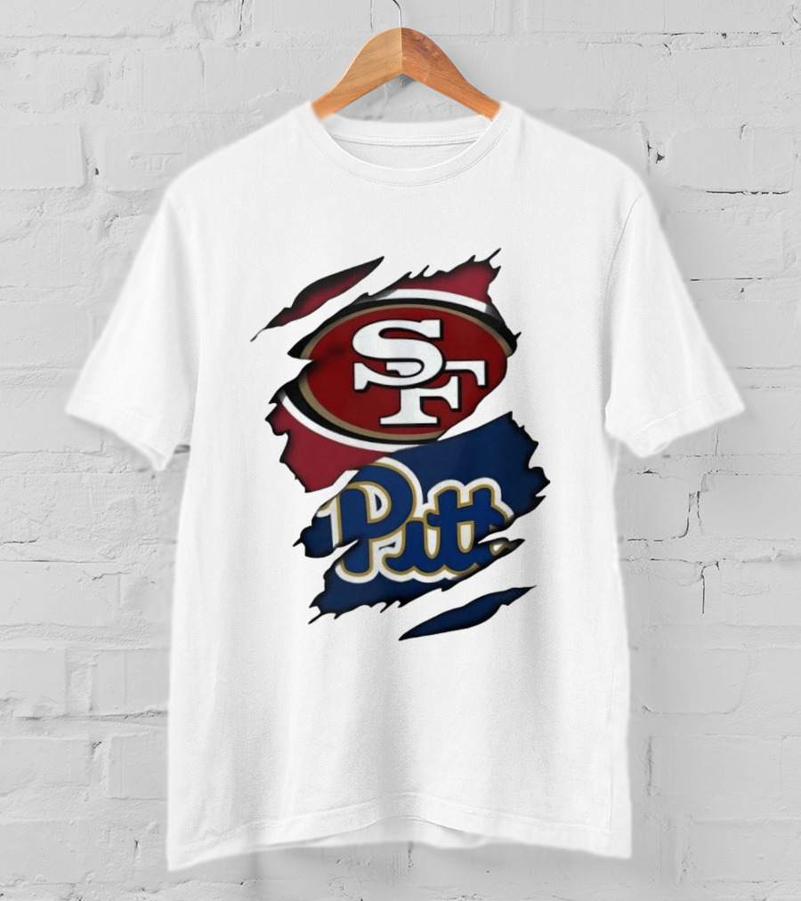 San Francisco 49ers SF Pittsburgh Panthers Pitt Distressed T-Shirt