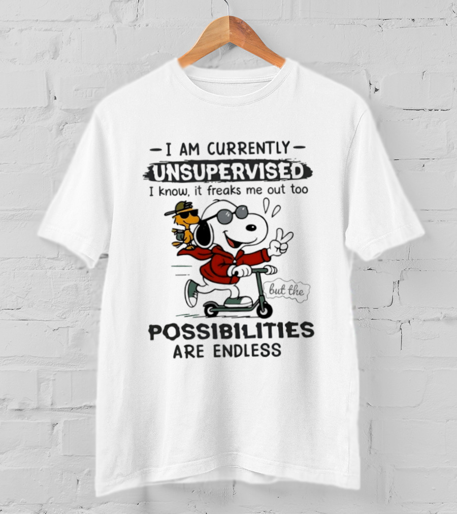 I Am Currently Unsupervised Snoopy Woodstock Possibilities Are Endless T-Shirt