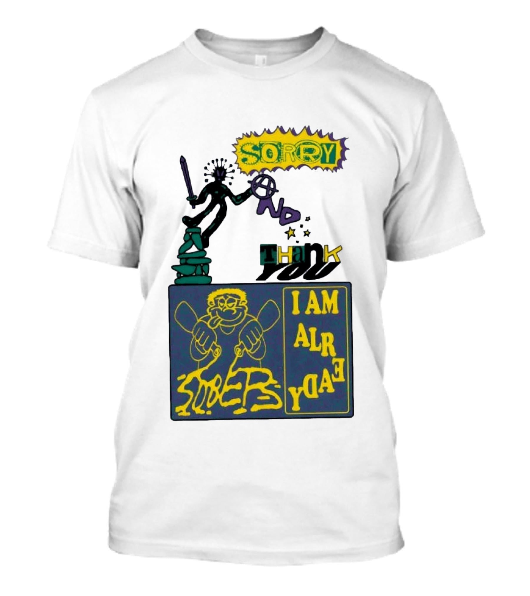 Sorry No Thank You I Am Already Sober Street Collage T-Shirt