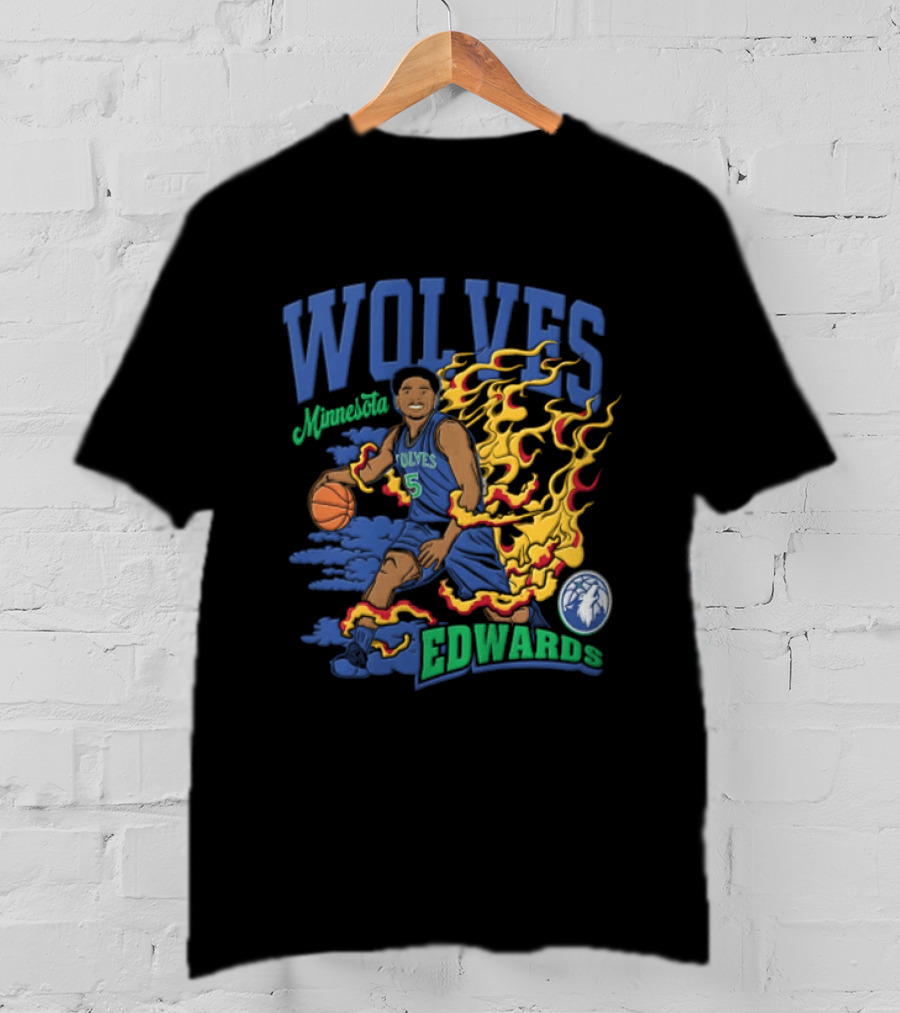 Minnesota Wolves Edwards Basketball Flame T-Shirt