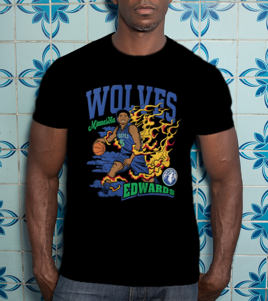 Minnesota Wolves Edwards Basketball Flame T-Shirt