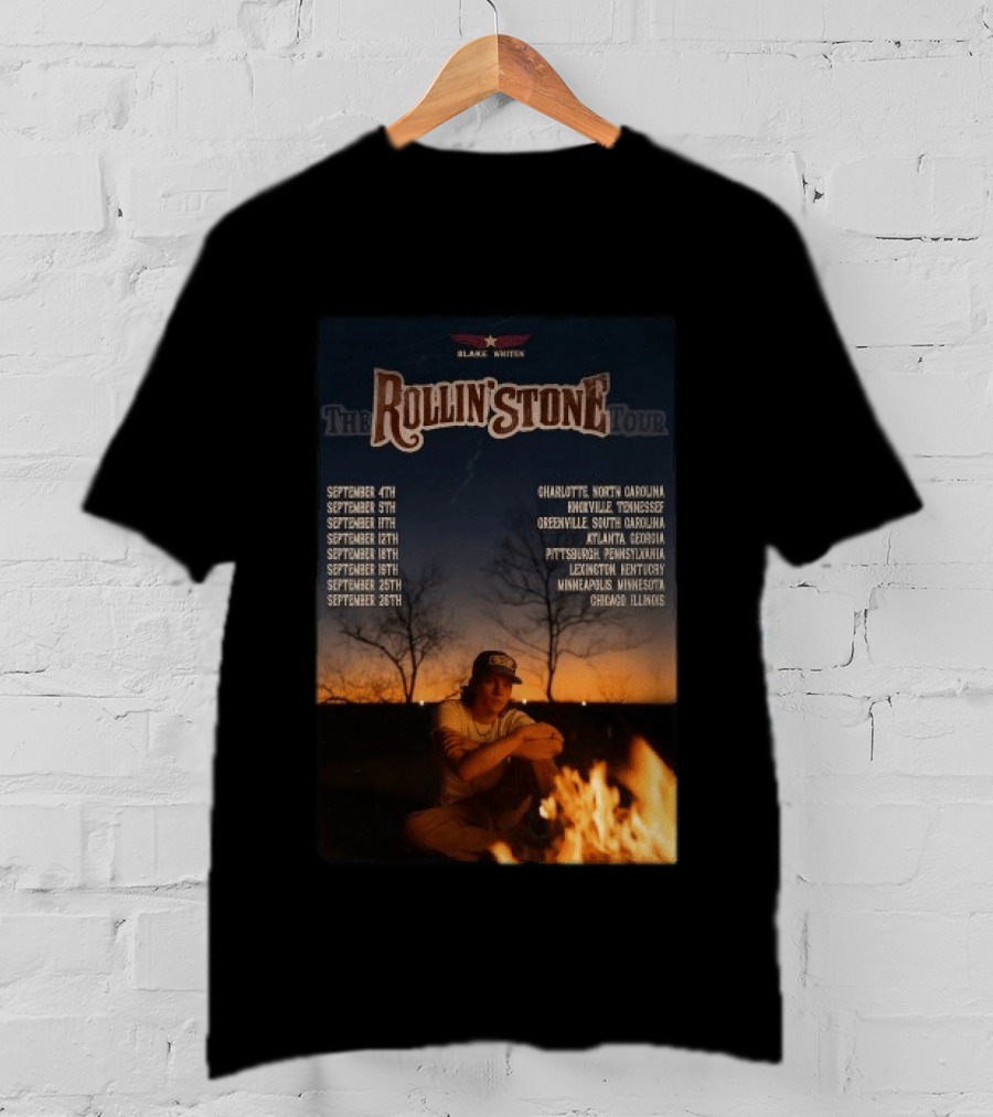 Blake Whiten Rollin' Stone Tour 2025 September Cities Charlotte Nashville Greenville Atlanta Pittsburgh Lexington Minneapolis Chicago T-Shirt