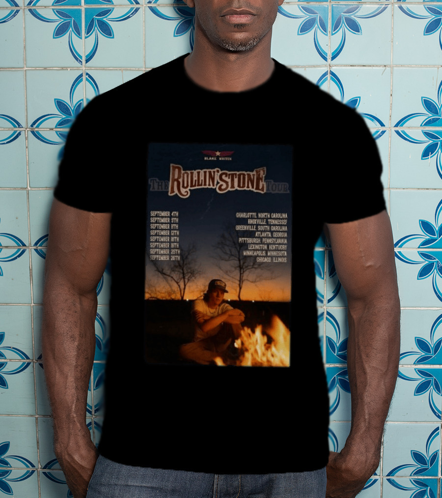 Blake Whiten Rollin' Stone Tour 2025 September Cities Charlotte Nashville Greenville Atlanta Pittsburgh Lexington Minneapolis Chicago T-Shirt