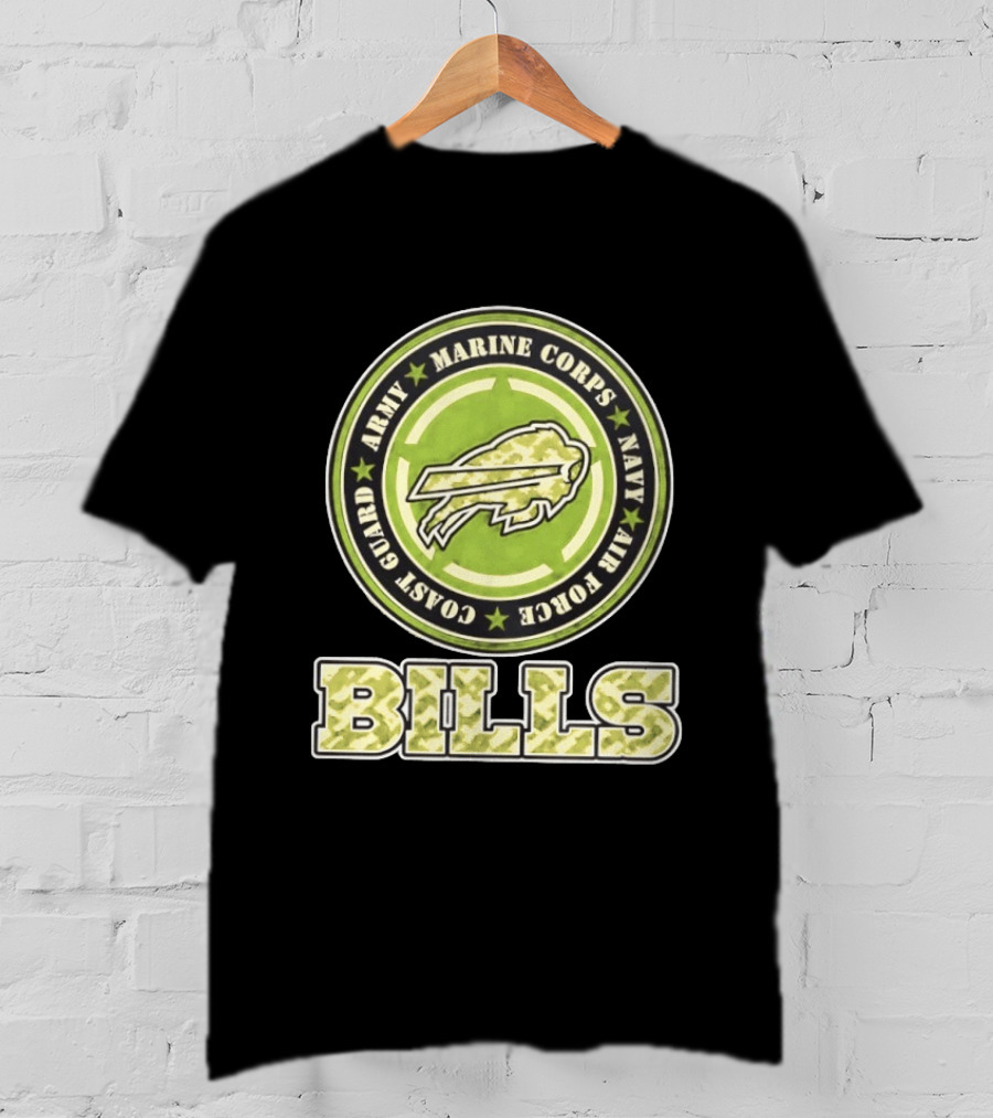 Buffalo Bills Camo Tribute Army Marine Corps Navy Air Force Coast Guard T-Shirt