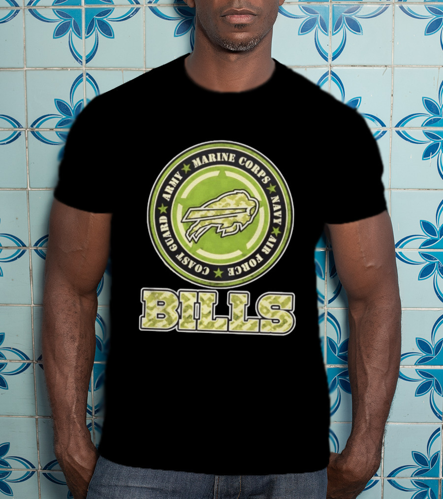 Buffalo Bills Camo Tribute Army Marine Corps Navy Air Force Coast Guard T-Shirt