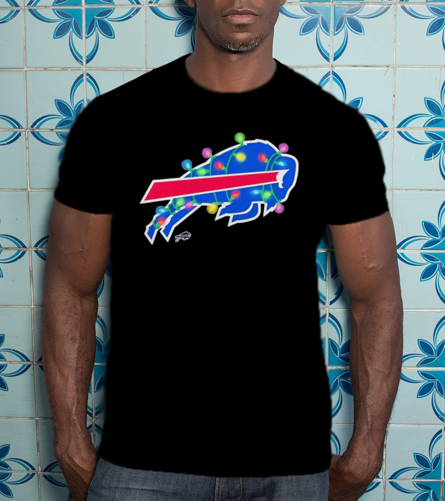 Buffalo Bills Christmas Holiday Lights Football Team Festive Celebration T-Shirt