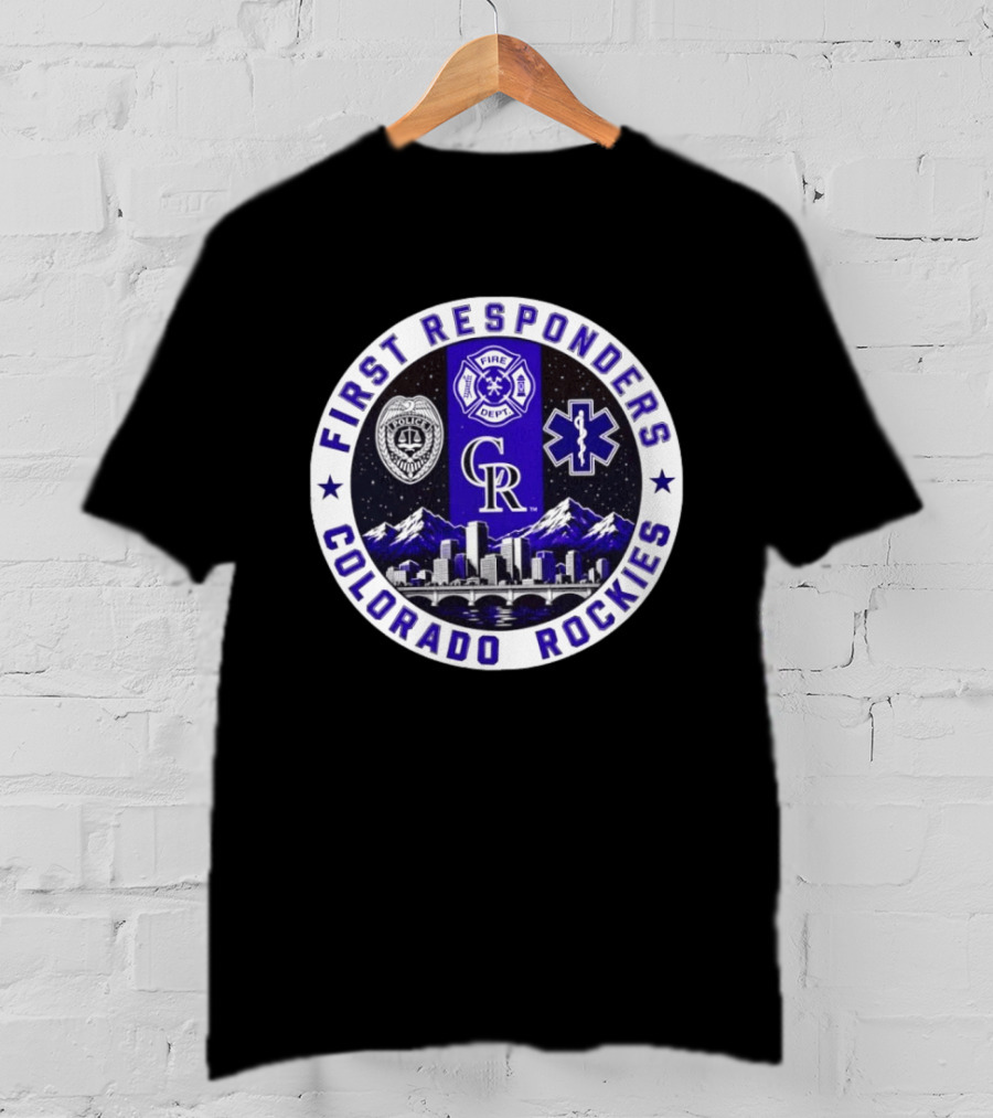 Colorado Rockies First Responders Police Fire Dept City Skyline T-Shirt