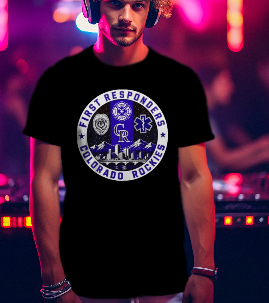 Colorado Rockies First Responders Police Fire Dept City Skyline T-Shirt