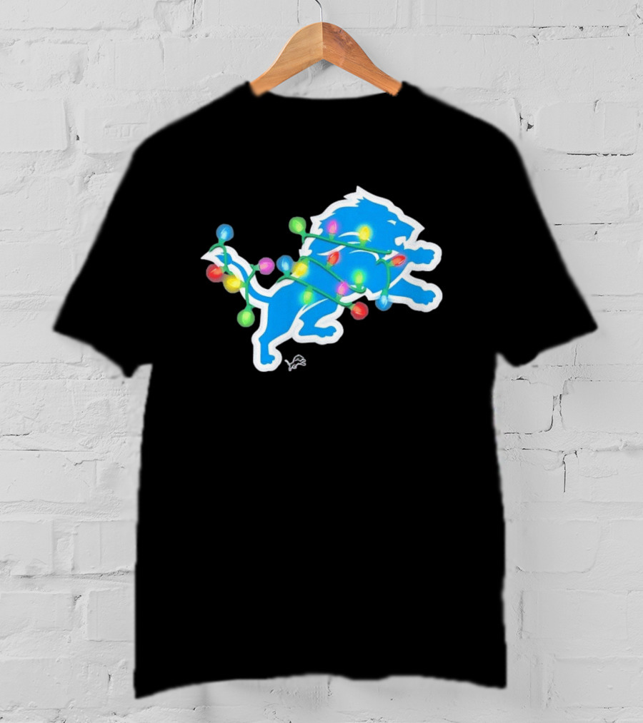 Detroit Lions Holiday Lights Festive Christmas Spirit T-Shirt