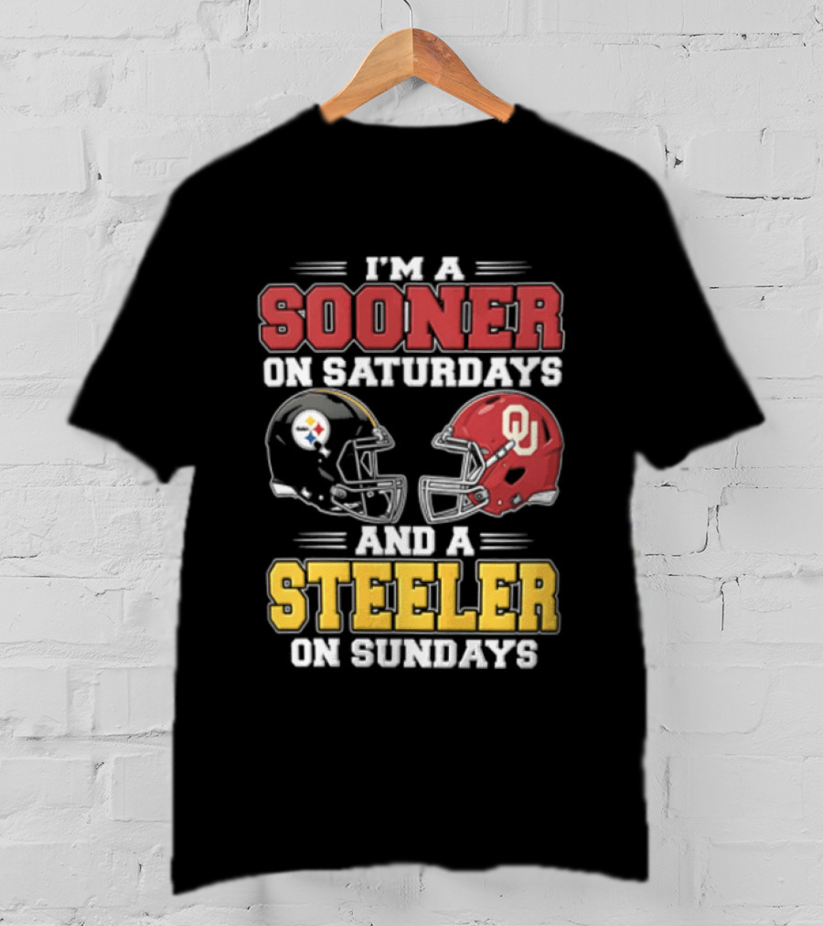 I'm A Sooner On Saturdays And A Steeler On Sundays OU And Pittsburgh Football Fan T-Shirt