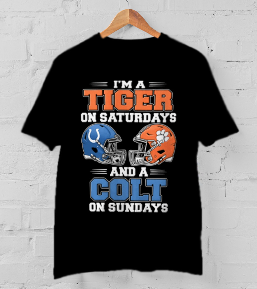 I'm A Tiger On Saturdays And A Colt On Sundays Helmet Football Rivalry T-Shirt