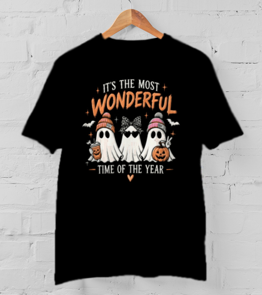 It's The Most Wonderful Time Of The Year Ghost Pumpkin Coffee Halloween T-Shirt