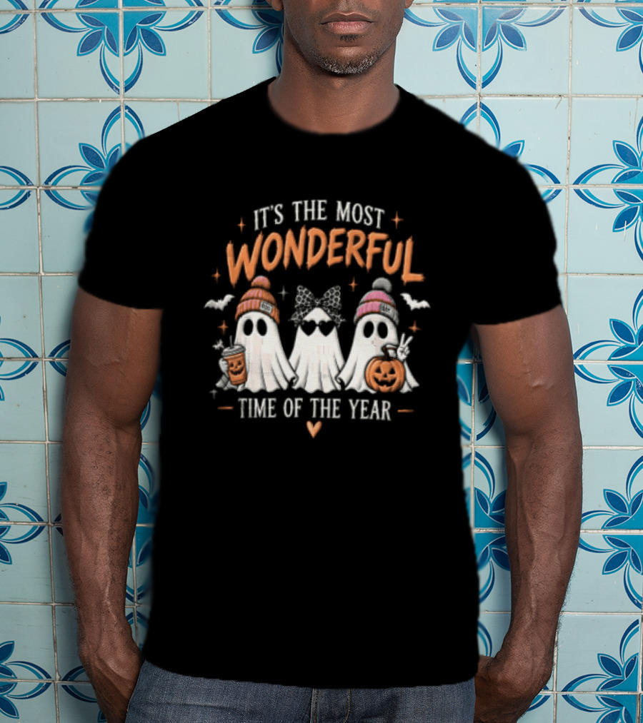 It's The Most Wonderful Time Of The Year Ghost Pumpkin Coffee Halloween T-Shirt