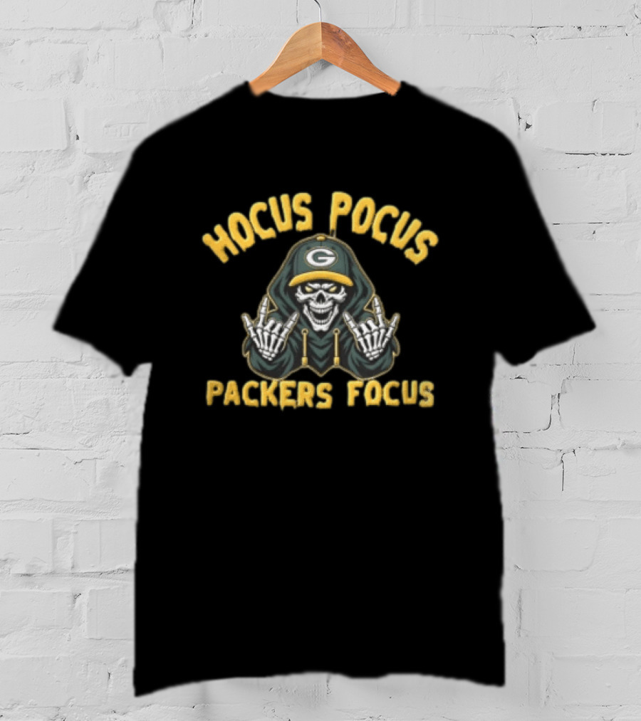Hocus Pocus Packers Focus Skull Green Bay Packers Fan Gear T-Shirt