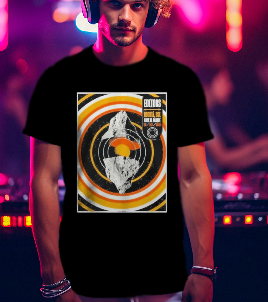 Editors Band Bogota Colombia Rock Al Parque October 12 2026 Concert Retro Circles And Mountain T-Shirt