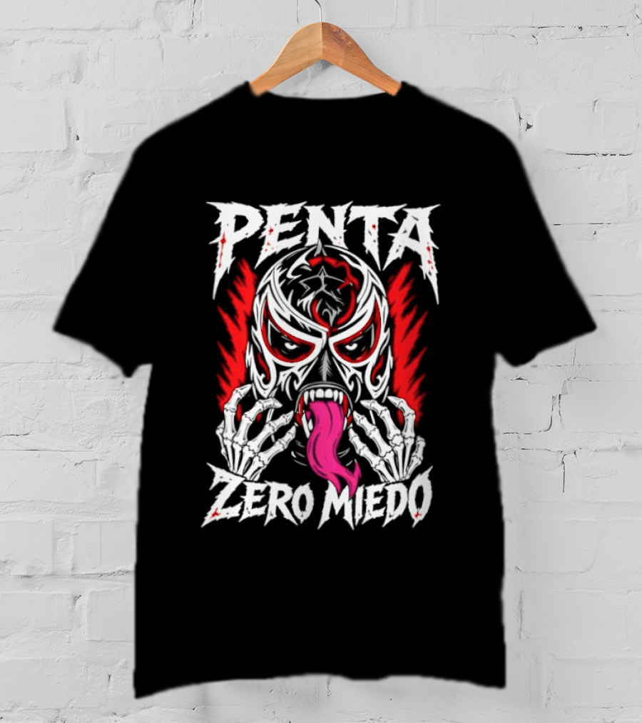 Penta El Zero Miedo Mask Long Tongue Wrestling T-Shirt
