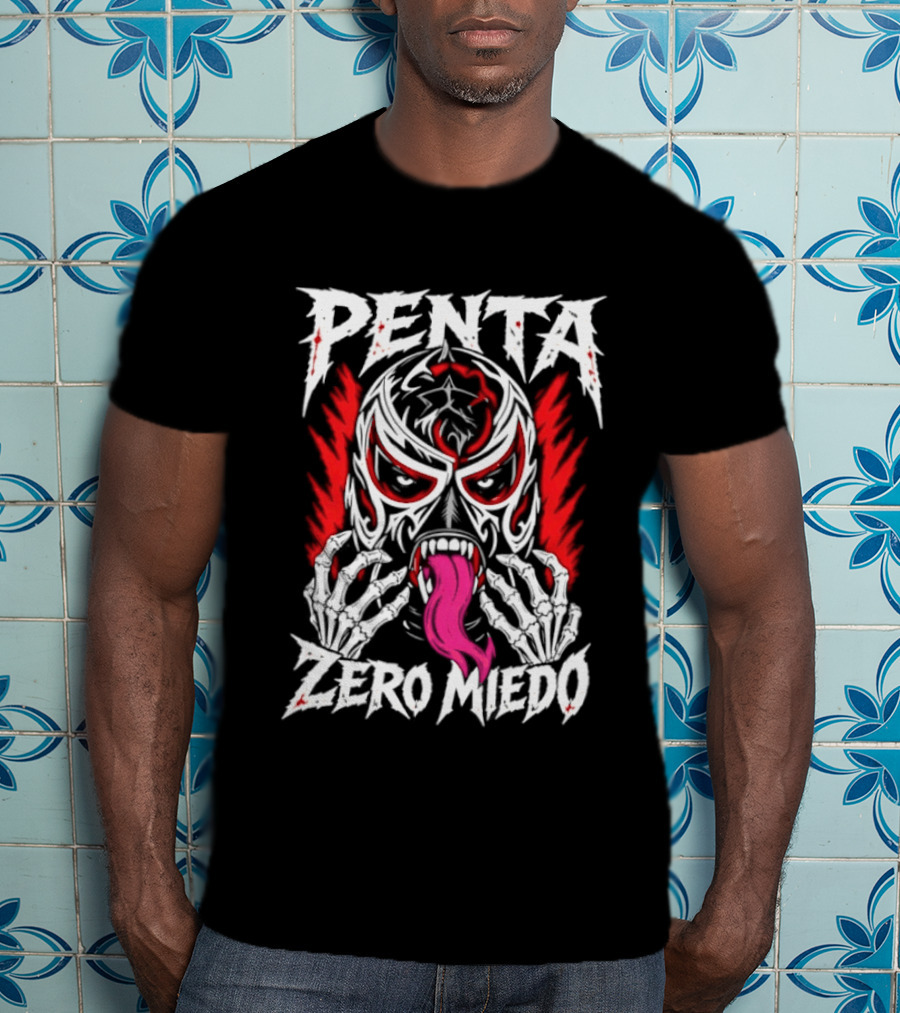 Penta El Zero Miedo Mask Long Tongue Wrestling T-Shirt