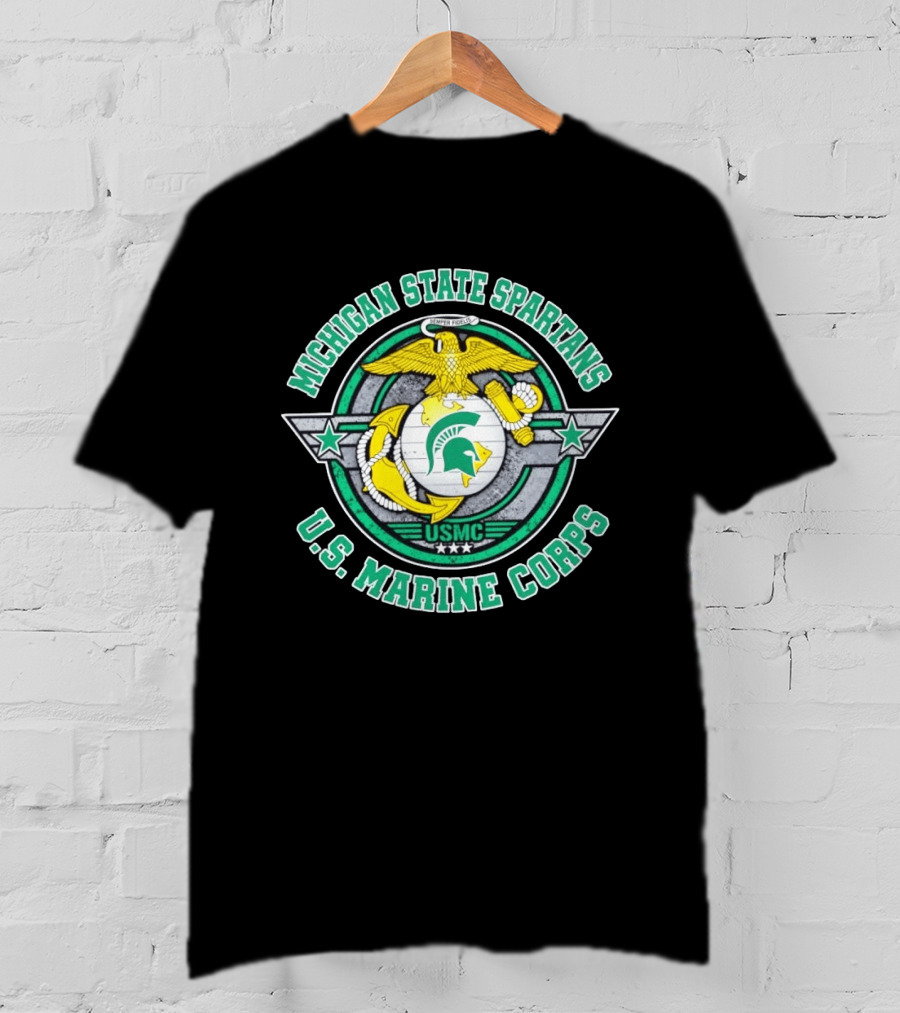 Michigan State Spartans US Marine Corps USMC Semper Fidelis Eagle Globe Anchor T-Shirt