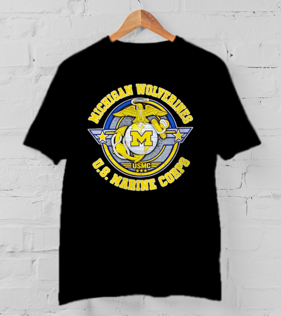 Michigan Wolverines US Marine Corps USMC Semper Fidelis T-Shirt